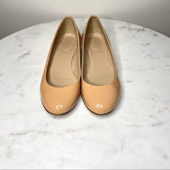 J.Crew Janey Metallic Gold Heel Ballet Flats in Patent Nude. Real Leather. - Picture 7 of 15